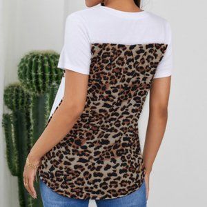 White Leopard Print Pocket & Back Shirt